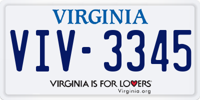 VA license plate VIV3345