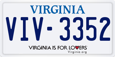 VA license plate VIV3352