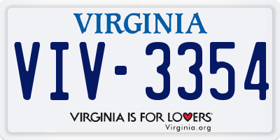 VA license plate VIV3354