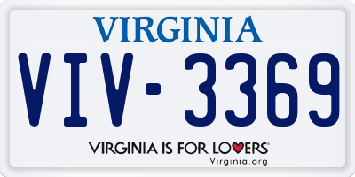 VA license plate VIV3369