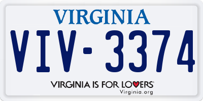 VA license plate VIV3374