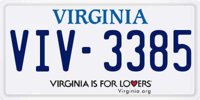 VA license plate VIV3385