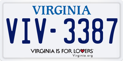VA license plate VIV3387