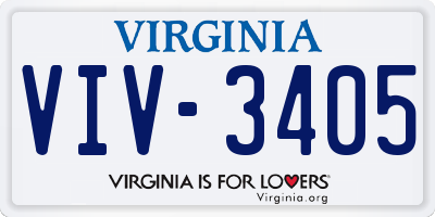 VA license plate VIV3405