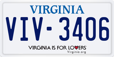 VA license plate VIV3406