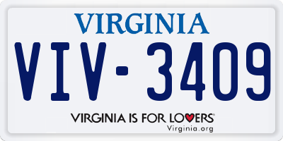 VA license plate VIV3409