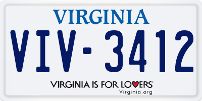 VA license plate VIV3412