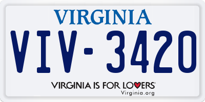 VA license plate VIV3420