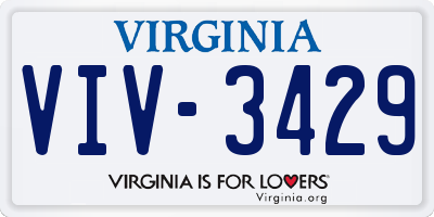 VA license plate VIV3429