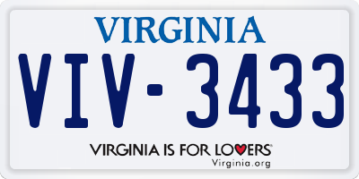 VA license plate VIV3433