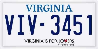 VA license plate VIV3451