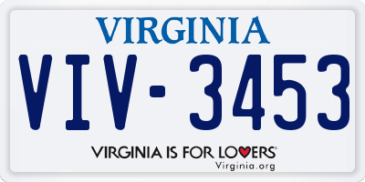 VA license plate VIV3453