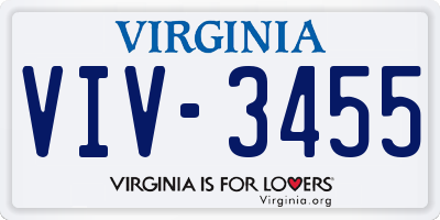 VA license plate VIV3455