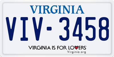 VA license plate VIV3458