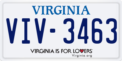 VA license plate VIV3463