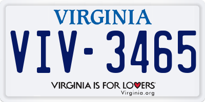VA license plate VIV3465