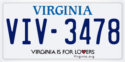 VA license plate VIV3478