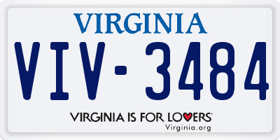 VA license plate VIV3484