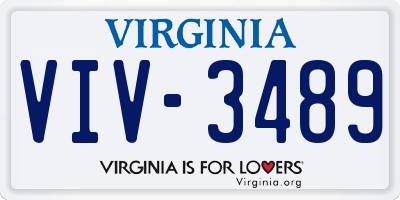 VA license plate VIV3489