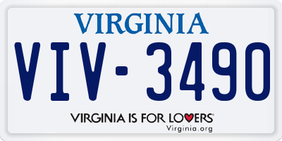 VA license plate VIV3490