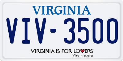 VA license plate VIV3500