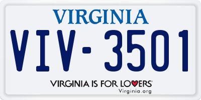 VA license plate VIV3501