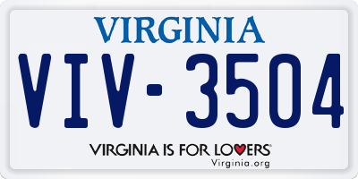 VA license plate VIV3504