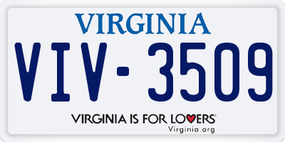 VA license plate VIV3509