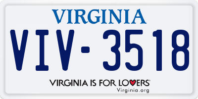 VA license plate VIV3518