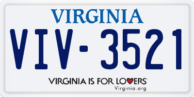 VA license plate VIV3521