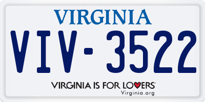 VA license plate VIV3522