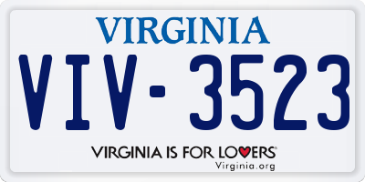 VA license plate VIV3523