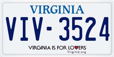 VA license plate VIV3524