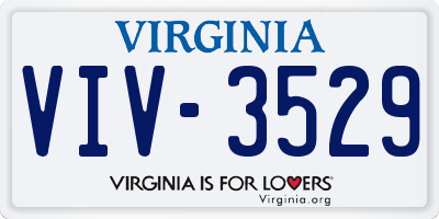 VA license plate VIV3529