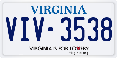 VA license plate VIV3538