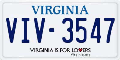 VA license plate VIV3547