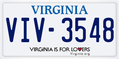 VA license plate VIV3548