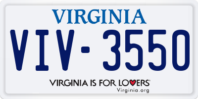 VA license plate VIV3550