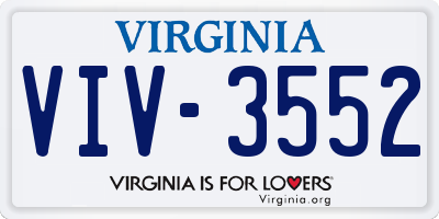 VA license plate VIV3552