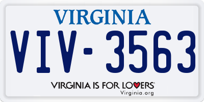 VA license plate VIV3563
