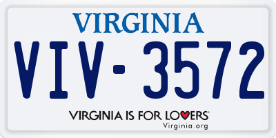 VA license plate VIV3572