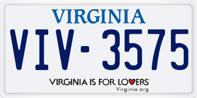 VA license plate VIV3575