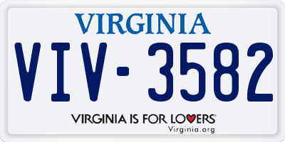 VA license plate VIV3582