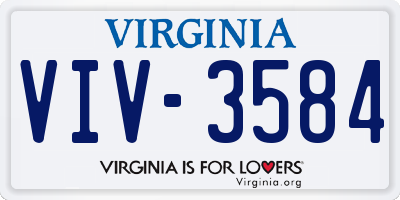VA license plate VIV3584
