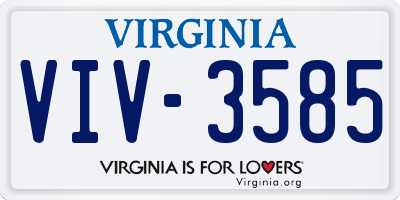 VA license plate VIV3585