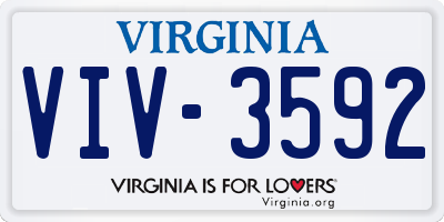 VA license plate VIV3592