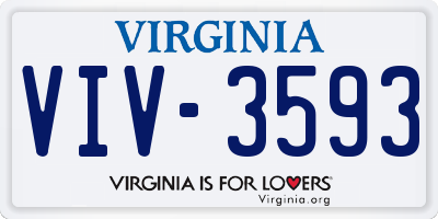 VA license plate VIV3593