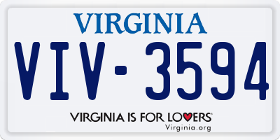 VA license plate VIV3594