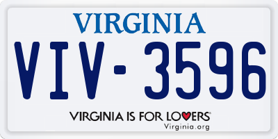 VA license plate VIV3596