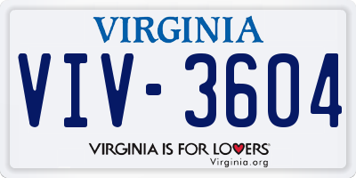VA license plate VIV3604